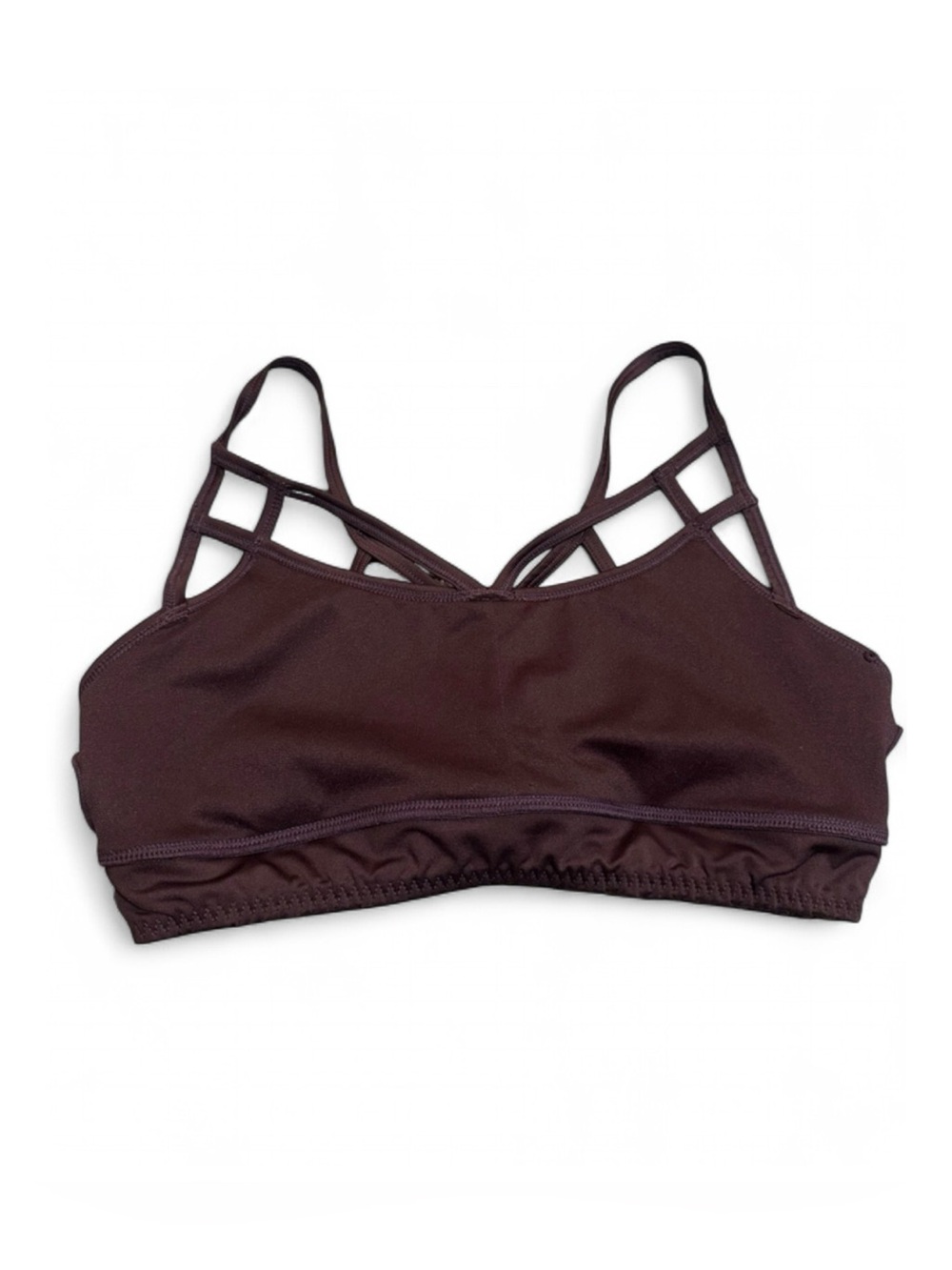 Marika Strappy Athletic Workout Gym Sports Bra in Deep Plum Size Large
